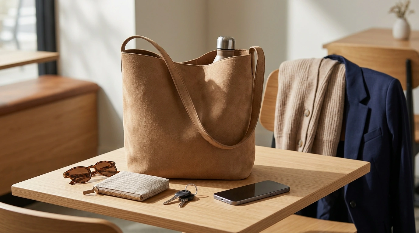 Faux Suede Bucket Tote Bag: Stylish, Roomy & Easy Care