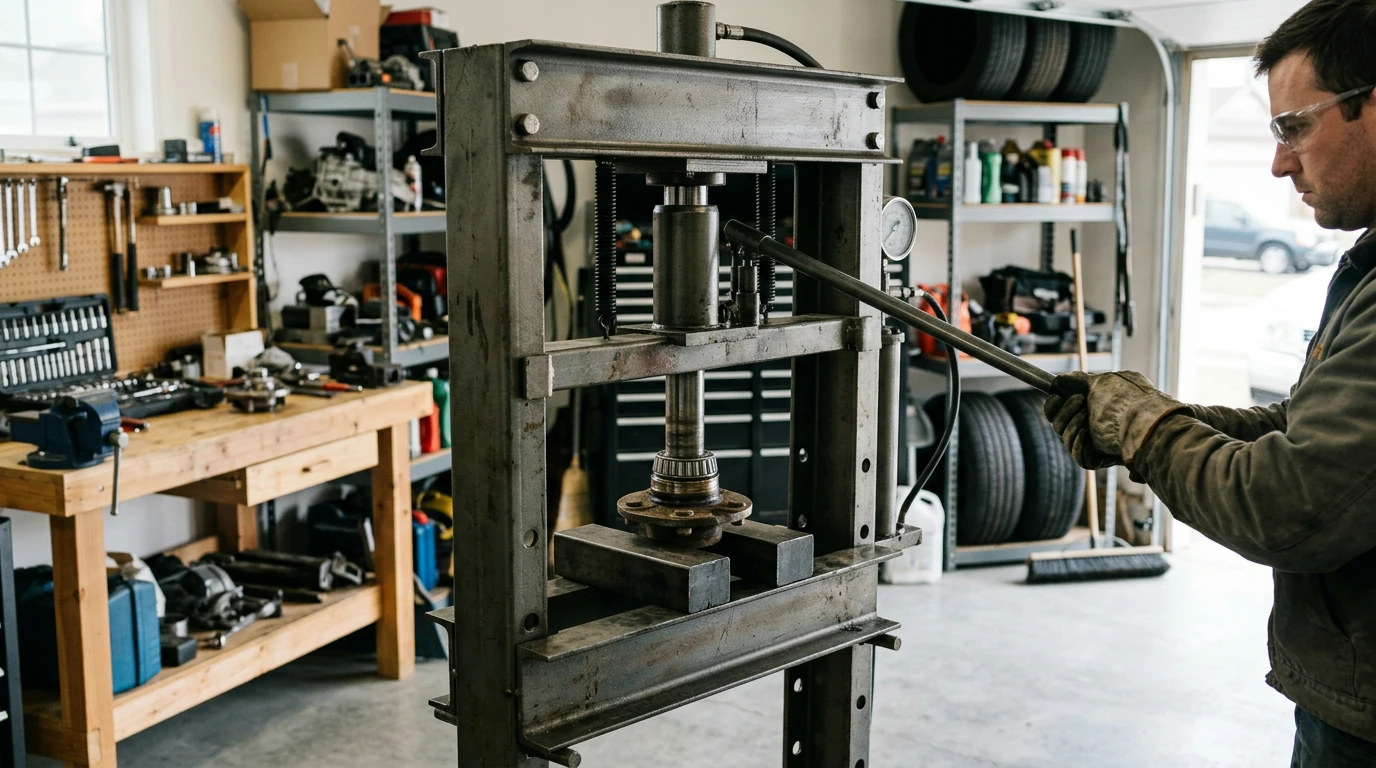10-Ton H-Frame Shop Press: Adjustable Table Guide