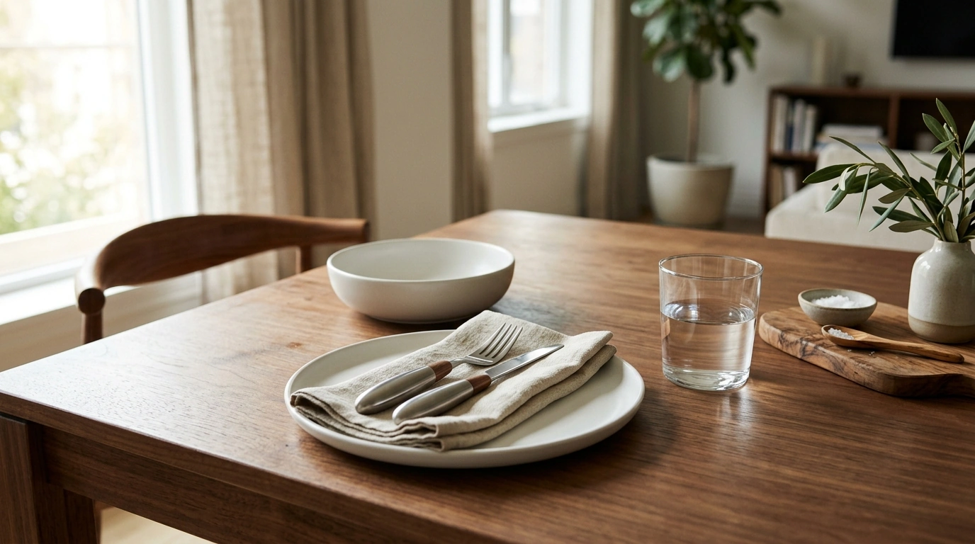 Modern Egg-Shaped Flatware Set with Walnut Accents (24pc)