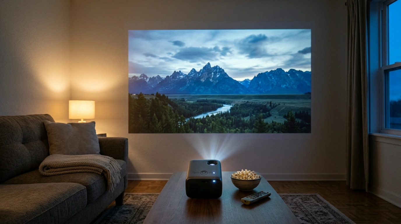 4K Smart Portable Projector: Auto Focus, WiFi 6, Netflix