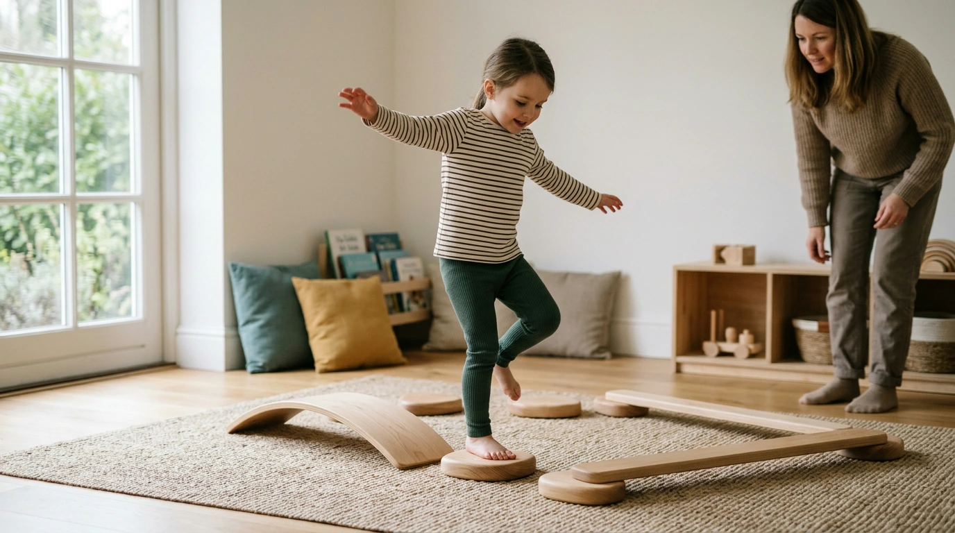 6-Piece Wooden Balance Beam & Stepping Stones for Kids