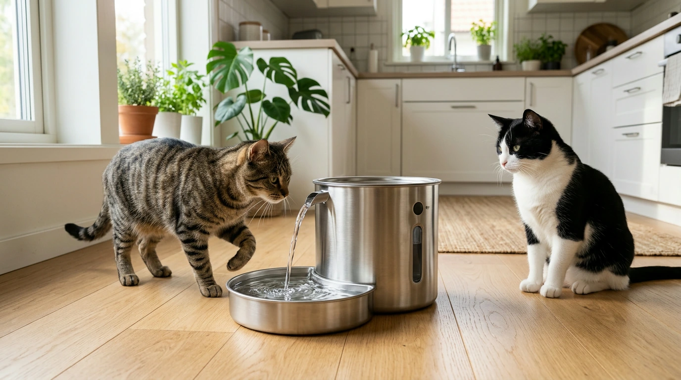 Wireless Stainless Steel Cat Fountain: Motion Sensor, 4L