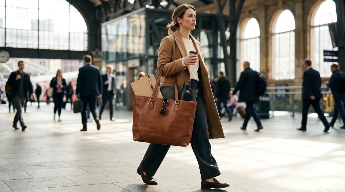 Women’s Vintage Leather Tote Bag for Work, Travel & Patina