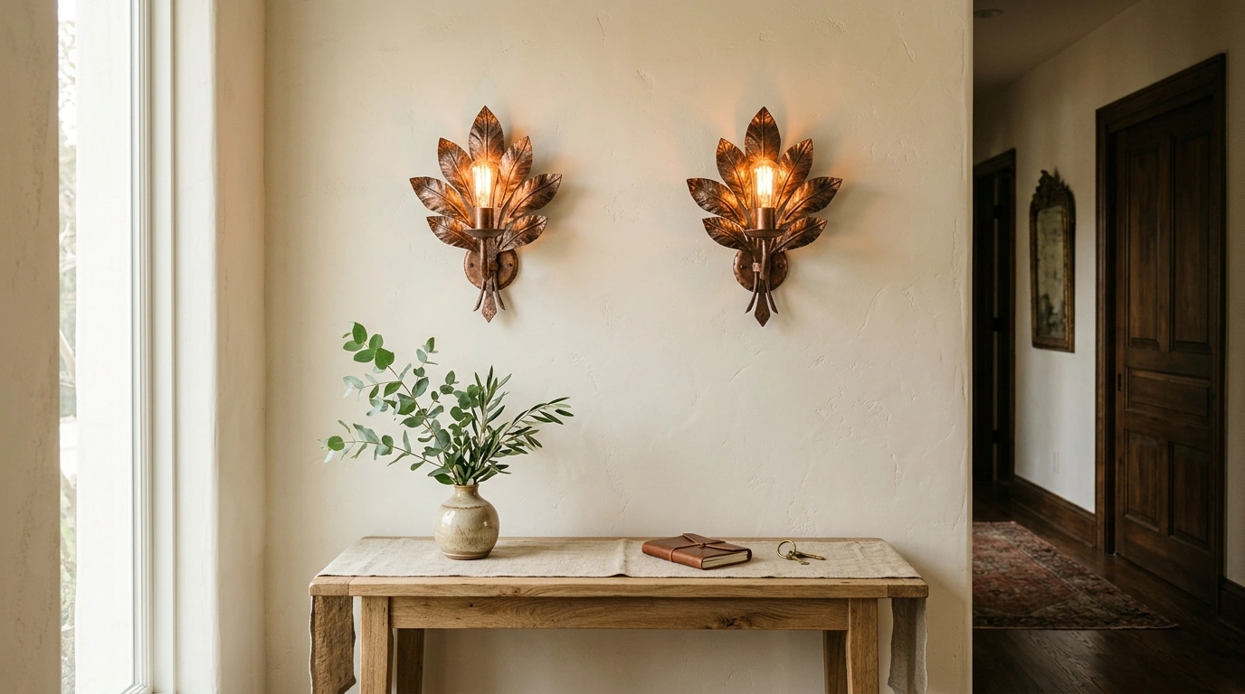 Copper Iron Leaf Wall Sconces: Retro Luxe Ambiance
