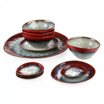 Starry Red 11-Piece Ceramic Dinnerware Set Styling Guide